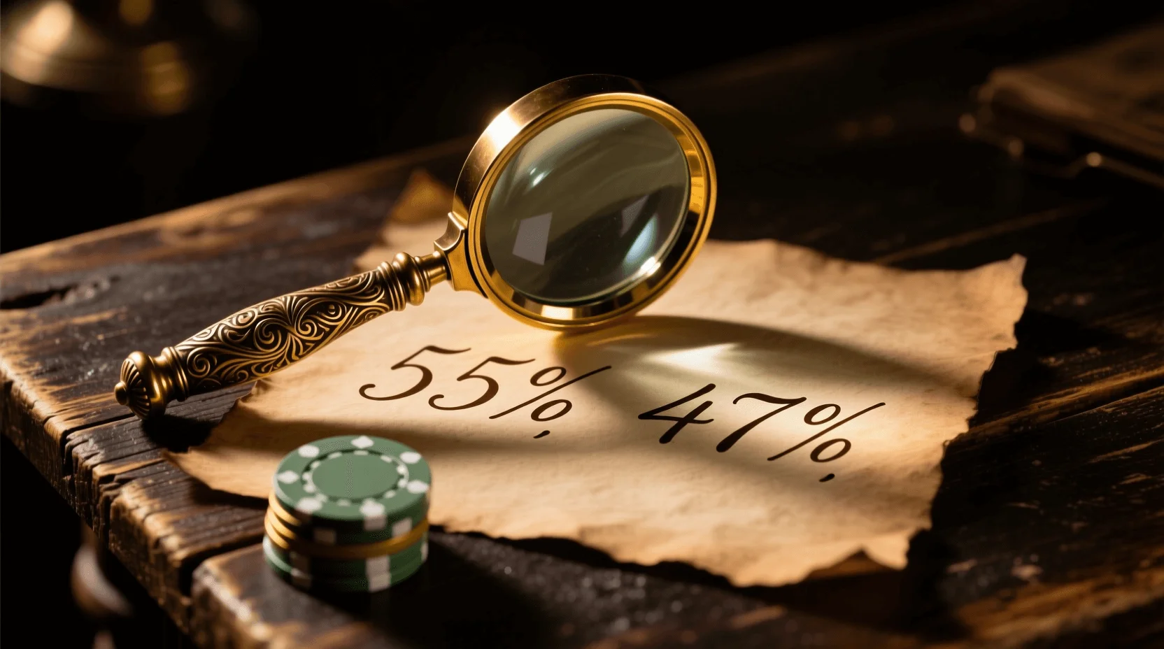 Lupa sobre percentagens representando o conceito de value betting nas apostas
